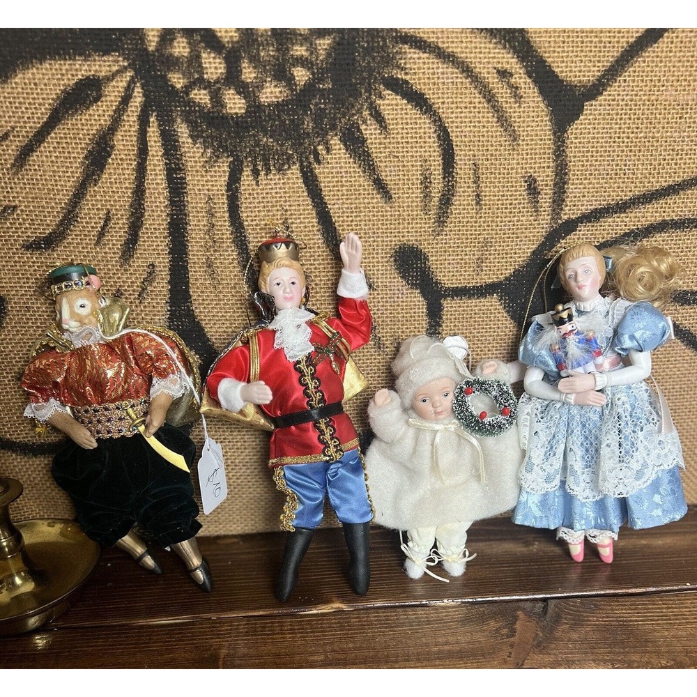 Lot Of 4 Vintage Smithsonian Nutcracker Ballet Ornaments Rat Prince Angel Clara